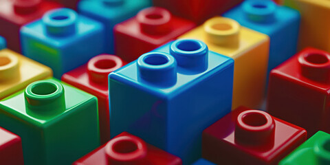 Aufkleber - A row of colorful with one of the blocks being blue
