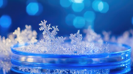 Poster - Delicate Snowflakes on a Blue Background