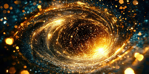 Wall Mural - A spiral galaxy with a bright yellow center