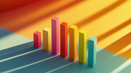 Poster - Colorful 3D Bar Graph on a Vibrant Background