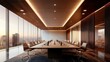 © Cdel - Minimalist Boardroom Design, sleek decor, neutral furniture, calming tones, fostering focus, open space, promoting productivity and collaboration without distractions