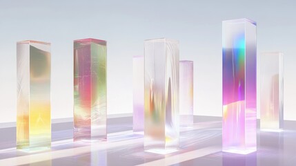 Poster - Colorful Glass Structures with Reflections and Light Effects