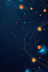 Wall Mural - a blue background with orange and blue dots and lines