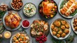 © Major - Festive Holiday Feast with Assorted Dishes and Traditional Sides