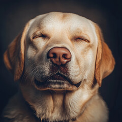 Calm Labrador with Eyes Closed in Soft Lighting