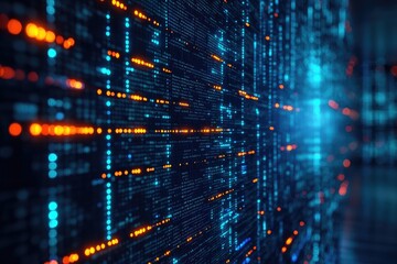 Fototapete - Big data stream visualization showing futuristic information flow