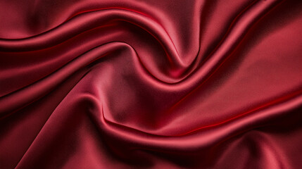 Aufkleber - Luscious burgundy silk fabric draping elegantly with soft waves and rich texture in natural light