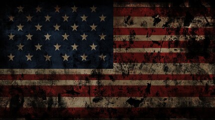 Grunge American Flag Background with Distressed Texture