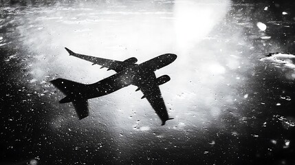 Silhouette of an Airplane in the Clouds.