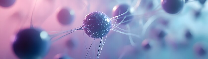 Poster - Abstract Network of Connected Spheres with Glowing Lines