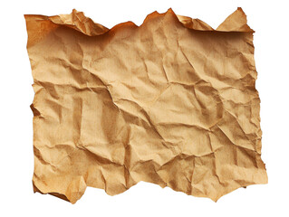 Wall Mural - crumpled brown paper sheet on a white background ready for use, transparent