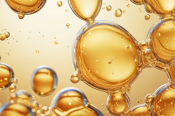 Poster - Golden bubbles floating on a smooth, gradient background