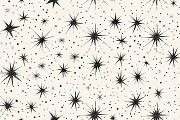 Poster - Simple Seamless Pattern of Sparse Black Stars