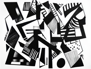 Poster - Bold Abstract Black and White Art Composition