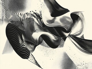 Poster - Bold Graphic Design with Swirling Black Shapes