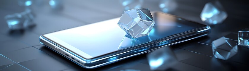 Poster - A Glassy Smartphone with a Crystal on Top