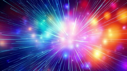 Leinwandbilder - Cosmic Radiance: Abstract burst of vibrant light streaks across the image, creating an explosion of color and energy. Perfect for design projects needing a powerful and dynamic visual. 