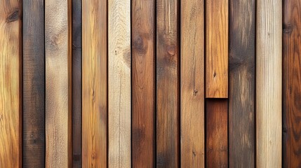 Wall Mural - Wall made of wooden panels. Vertical wooden slats for facade cladding 