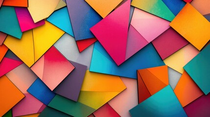 Poster - A bright array of overlapping geometric shapes in various colors, forming a playful and abstract background