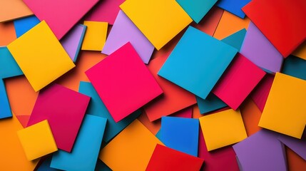 Poster - A bright array of overlapping geometric shapes in various colors, forming a playful and abstract background