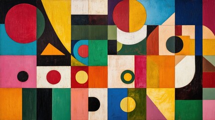 Poster - A playful mix of geometric shapes in bright colors, forming an abstract, eye-catching composition