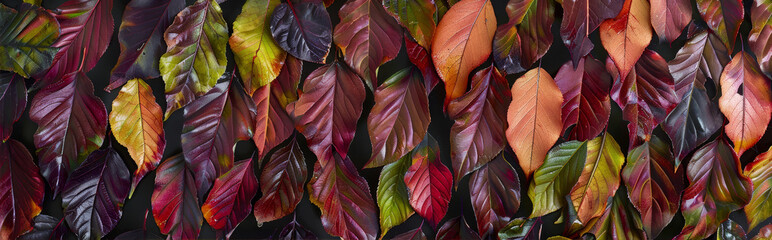 Canvas Print - Yellow, orange, red and burgundy autumn leaves
