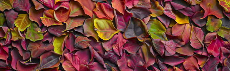 Canvas Print - Yellow, orange, red and burgundy autumn leaves
