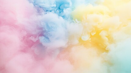 Poster - Abstract pastel smoke explosion, with wisps of pink, yellow, and blue intertwining in a light, airy effect.