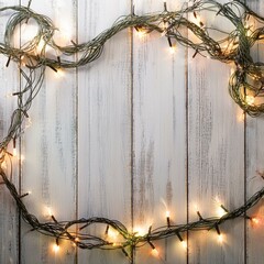 festive white wooden background with garland