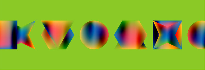 Poster - Neon color geometric shapes square triangle circle abstract background. Vector Illustration For Wallpaper, Banner, Background, Card, Book Illustration, landing page