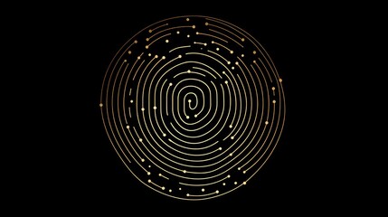 Poster - Digital fingerprint icon with data points and cyber grid, representing data security and identity protection
