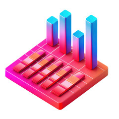 Poster - 3D colorful bar graph with vibrant gradients representing data visualization and analytics