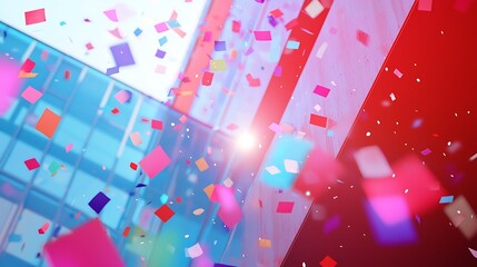 Wall Mural - Abstract Background with Colorful Confetti and Glowing Light.