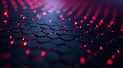 Poster - Modern Dark hexagonal carbon fiber with red luminous lines and highlights background HD