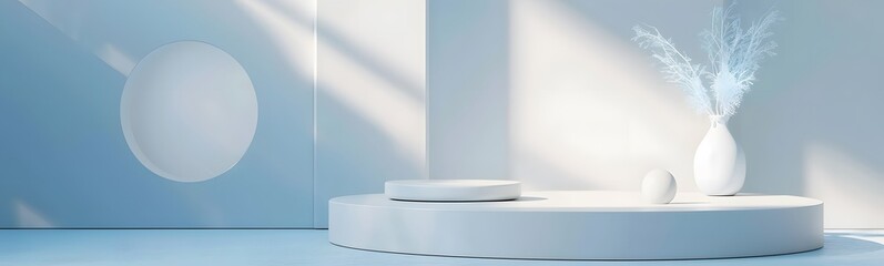 Poster - background podium 3d product display stand platform abstract pastel light. stage podium 3d backgroun