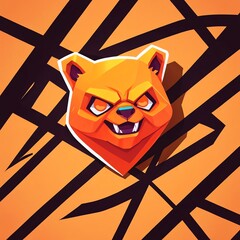 Sticker - Orange Bear Illustration