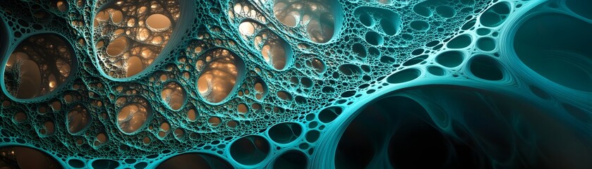 Poster - Abstract 3D Render of Interconnected Turquoise Cells