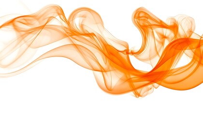 Wall Mural - Orange Smoke Isolated on White Background