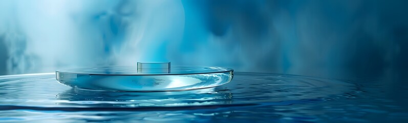 Poster - background water podium product 3d cosmetic abstract platform blue beauty. render background podium 
