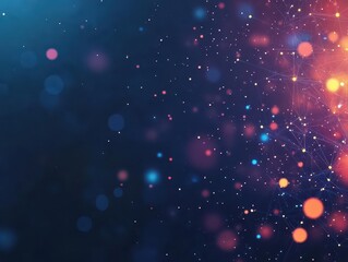 Poster - Luminescent digital particles, dark abstract background, soft gradient