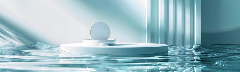 Poster - background water podium product 3d cosmetic abstract platform blue beauty. render background podium 