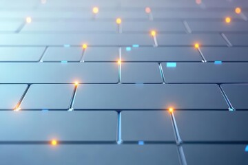 Aufkleber - Glowing grid lines, silver background, minimalist futuristic style