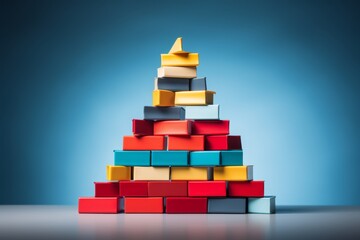 Poster - Minimalist composition of stacked books showcasing diverse covers and geometric symmetry