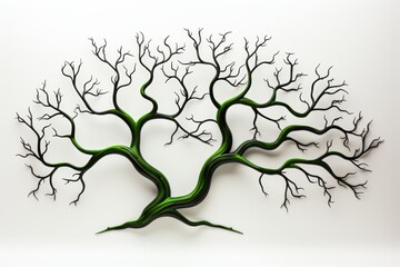 Poster - Elegant minimalist emerald green tree silhouette with simple lines against a clean background