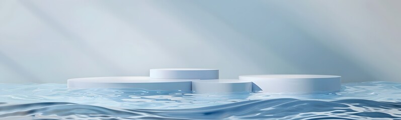 Poster - background water podium product 3d cosmetic abstract platform blue beauty. render background podium 