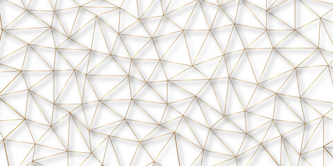 Aufkleber - Abstract modern golden lines seamless pattern. Subtle ornament with delicate grid, lattice, net, triangles, rhombuses, lines with shadows. Abstract minimalist background. Geometric art deco texture.