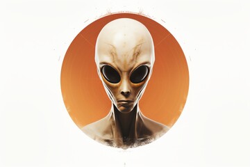 Poster - Sleek minimalist alien design featuring simple shapes and colors on a clean white background