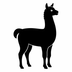 Vector llama silhouette black illustration on a white background