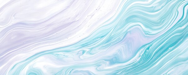 Poster - Calming Marbled Effect in Pale Turquoise Tones
