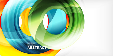 Poster - Bright colorful circles with light effects. Abstract background